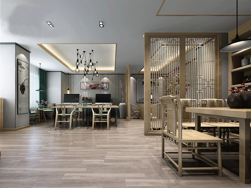 杭州簡約新中式辦公室裝修設計效