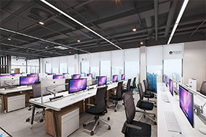 工業風互聯網辦公室裝修設計全景效果圖