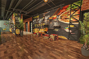 工業(yè)風(fēng)披薩店裝修設(shè)計全景案例