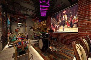 英倫風(fēng)音樂餐廳裝修設(shè)計全景