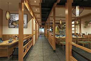 800方中式火鍋店裝修設(shè)計(jì)全景效果圖